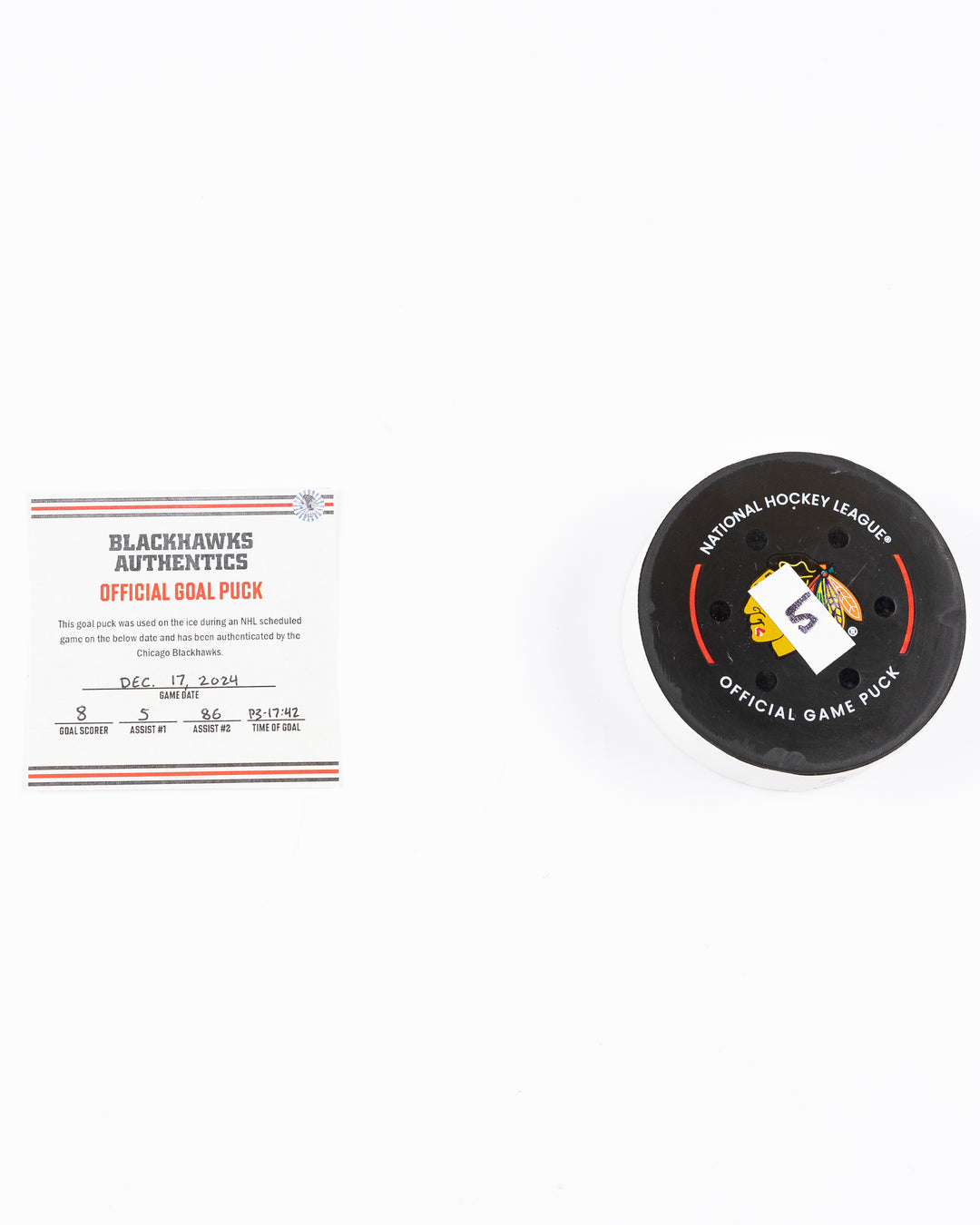 Ryan Donato Game-Used Goal Puck 12/17/24 16648