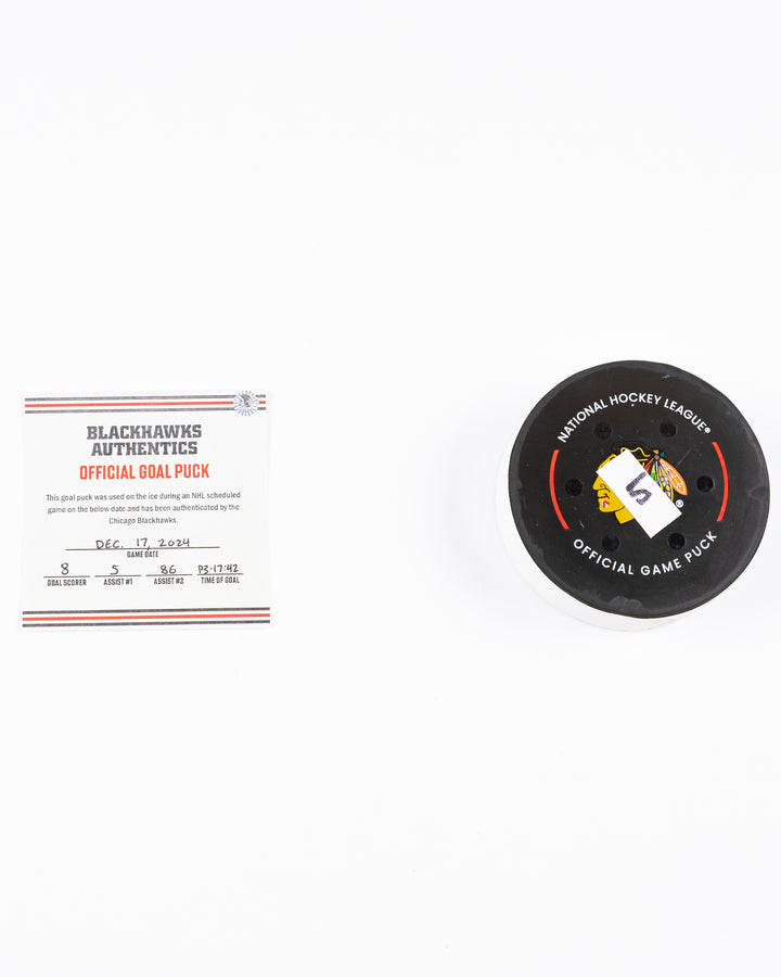 Ryan Donato Game-Used Goal Puck 12/17/24 16648