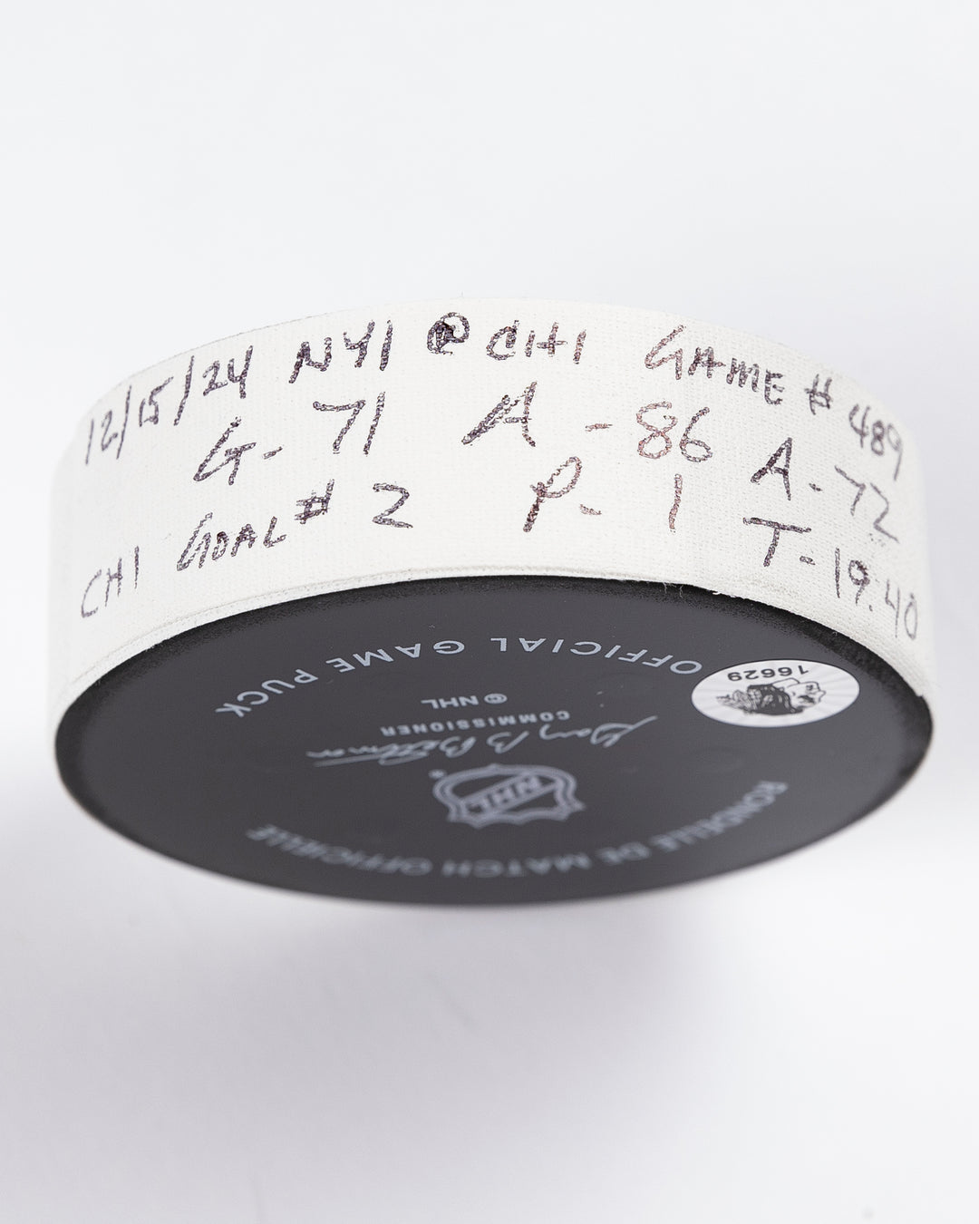 Taylor Hall Game-Used Goal Puck 12/15/24 16629