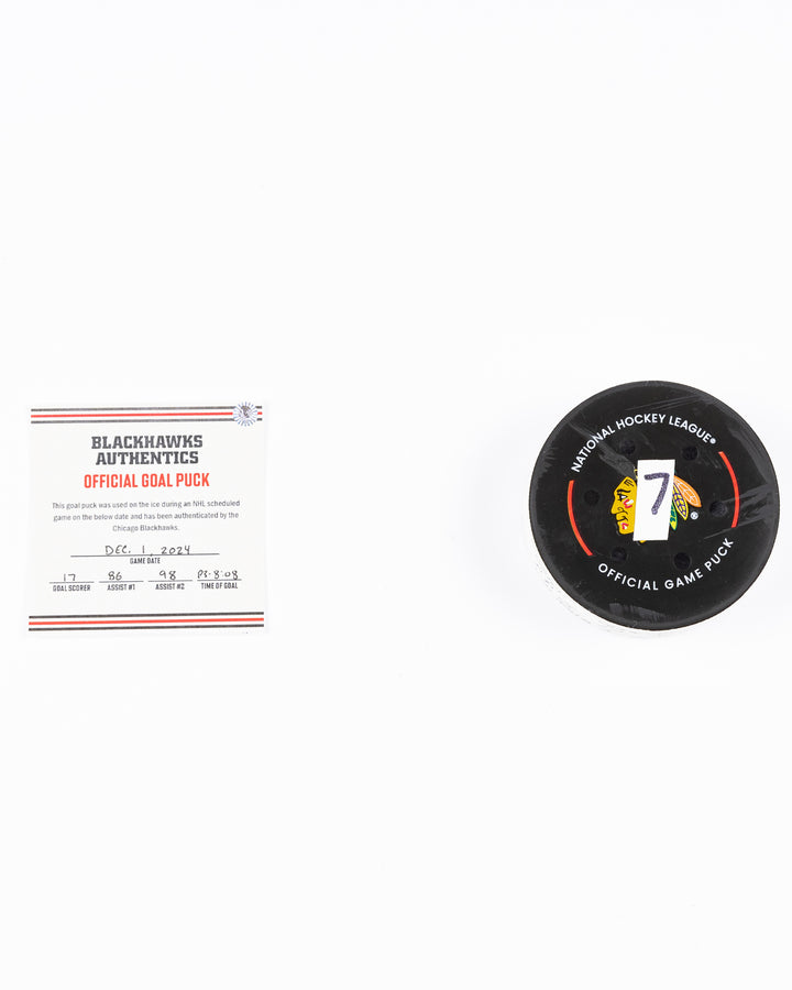 Nick Foligno Game-Used Goal Puck 12/1/24 15956