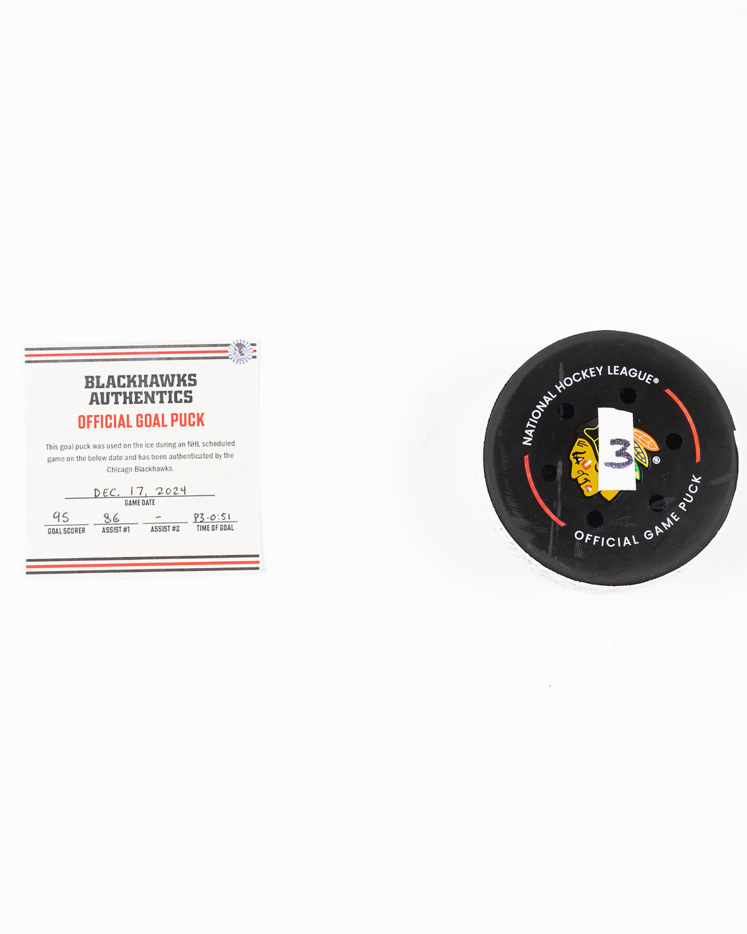 Ilya Mikheyev Game-Used Goal Puck 12/17/24 16646