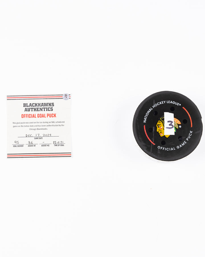 Ilya Mikheyev Game-Used Goal Puck 12/17/24 16646