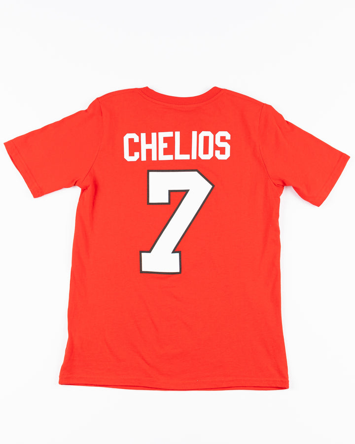 red youth Mitchell &amp; Ness Chelios player tee - back lay flat