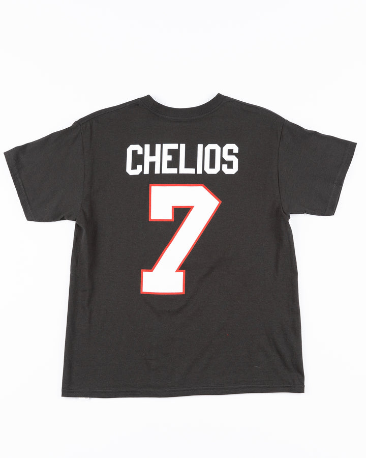 black Mitchell &amp; Ness youth player tee of Chris Chelios inspired by vintage jersesy - back lay flat
