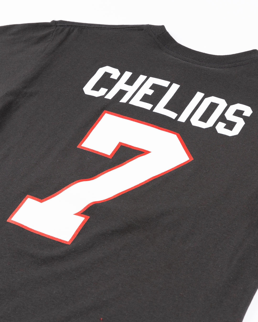 black Mitchell &amp; Ness youth player tee of Chris Chelios inspired by vintage jersesy - back detail lay flat