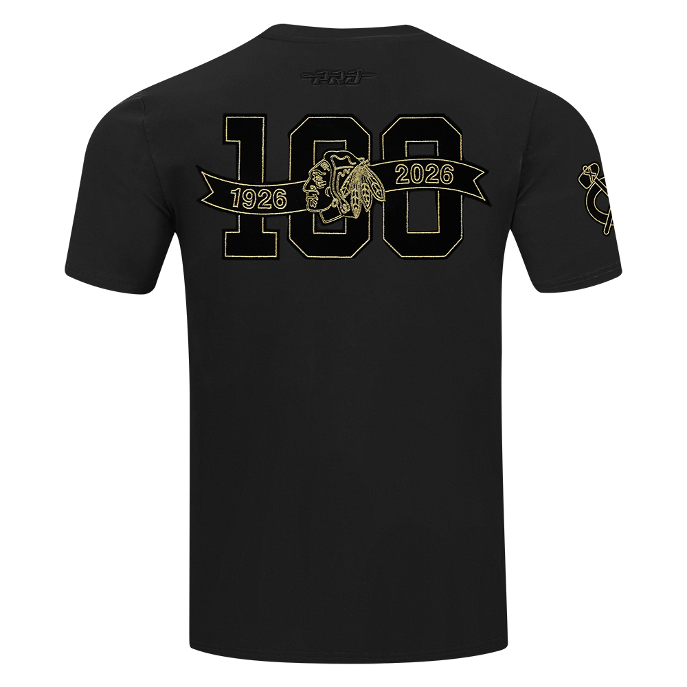 Pro Standard Chicago Blackhawks Centennial Black &amp; Gold Short Sleeve Tee