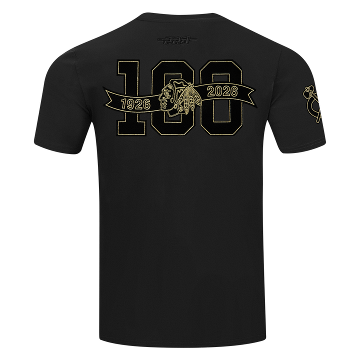Pro Standard Chicago Blackhawks Centennial Black &amp; Gold Short Sleeve Tee
