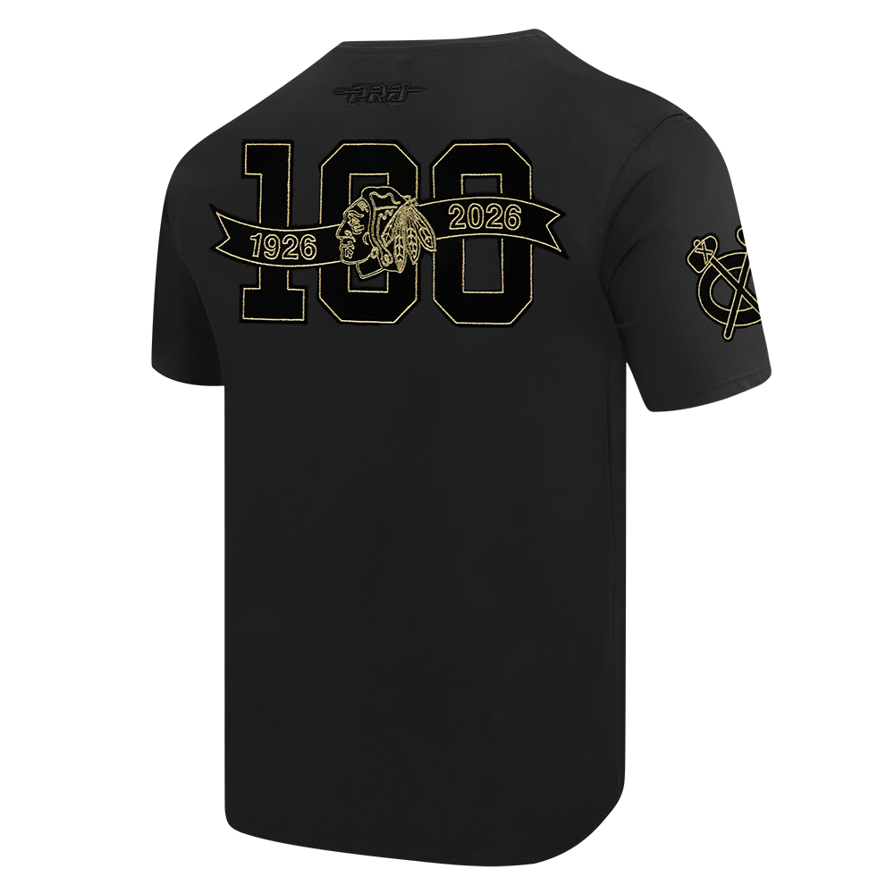 Pro Standard Chicago Blackhawks Centennial Black &amp; Gold Short Sleeve Tee