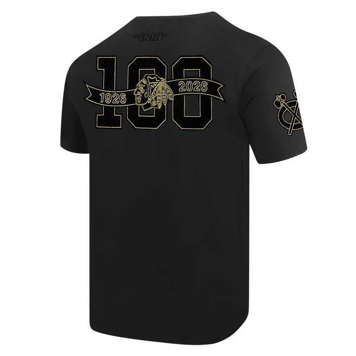 Pro Standard Chicago Blackhawks Centennial Black &amp; Gold Short Sleeve Tee