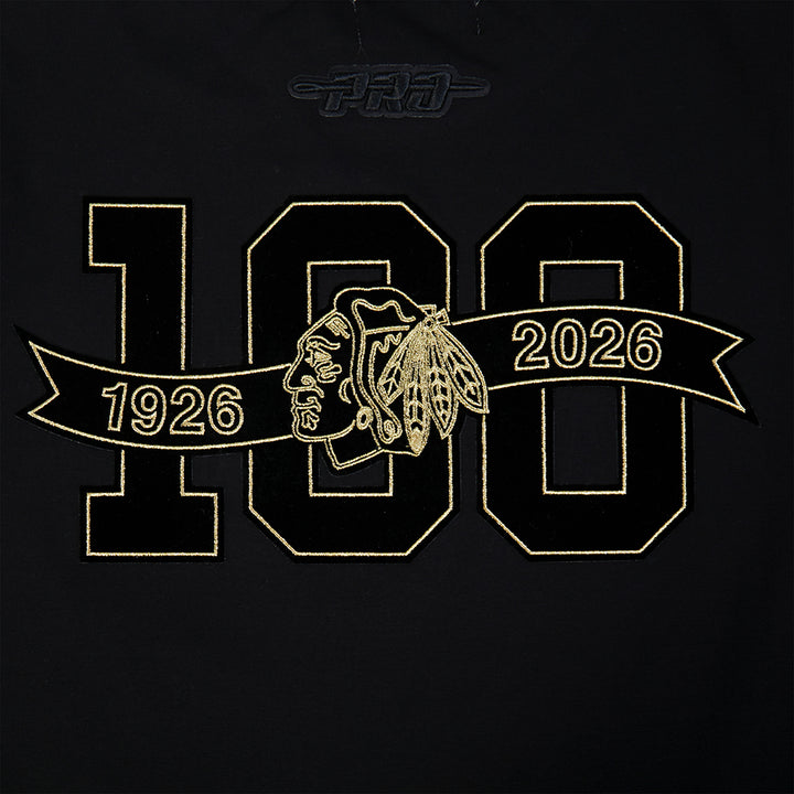 Pro Standard Chicago Blackhawks Centennial Black &amp; Gold Short Sleeve Tee