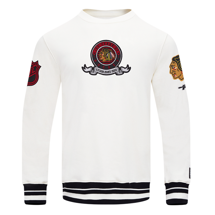 Chicago Blackhawks Centennial Badge Rib Crewneck