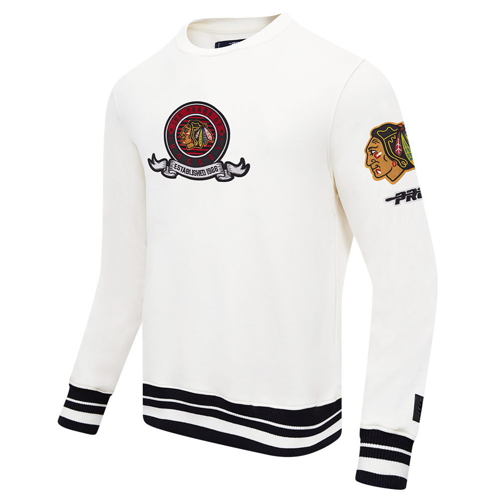 Chicago Blackhawks Centennial Badge Rib Crewneck