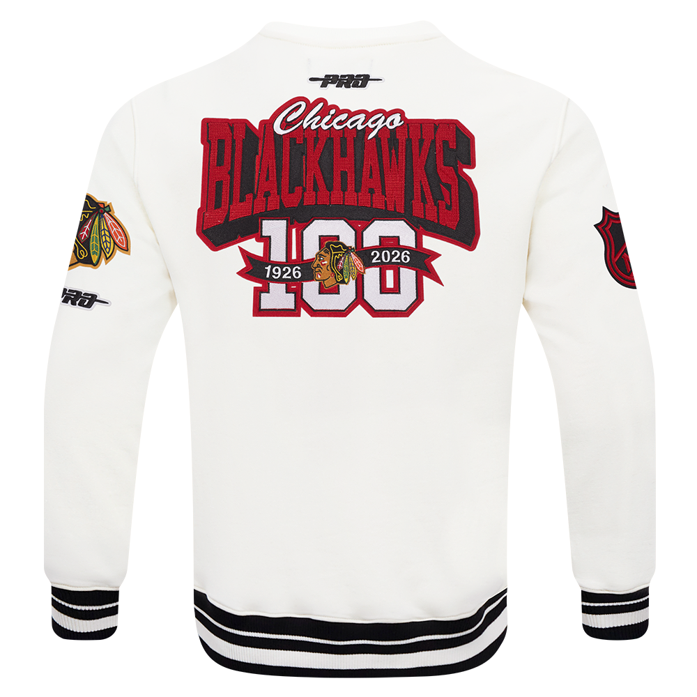 Chicago Blackhawks Centennial Badge Rib Crewneck