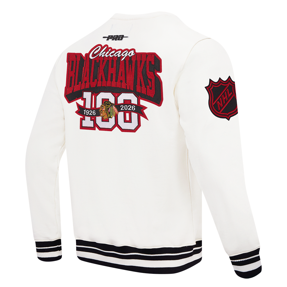 Chicago Blackhawks Centennial Badge Rib Crewneck