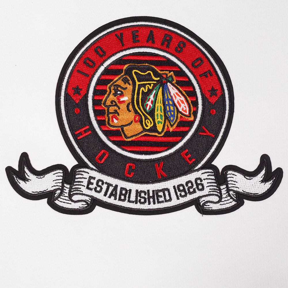 Chicago Blackhawks Centennial Badge Rib Crewneck