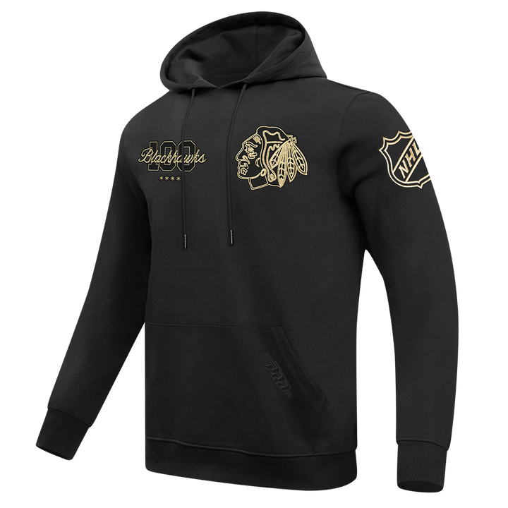 Pro Standard Chicago Blackhawks Centennial Black &amp; Gold Hoodie