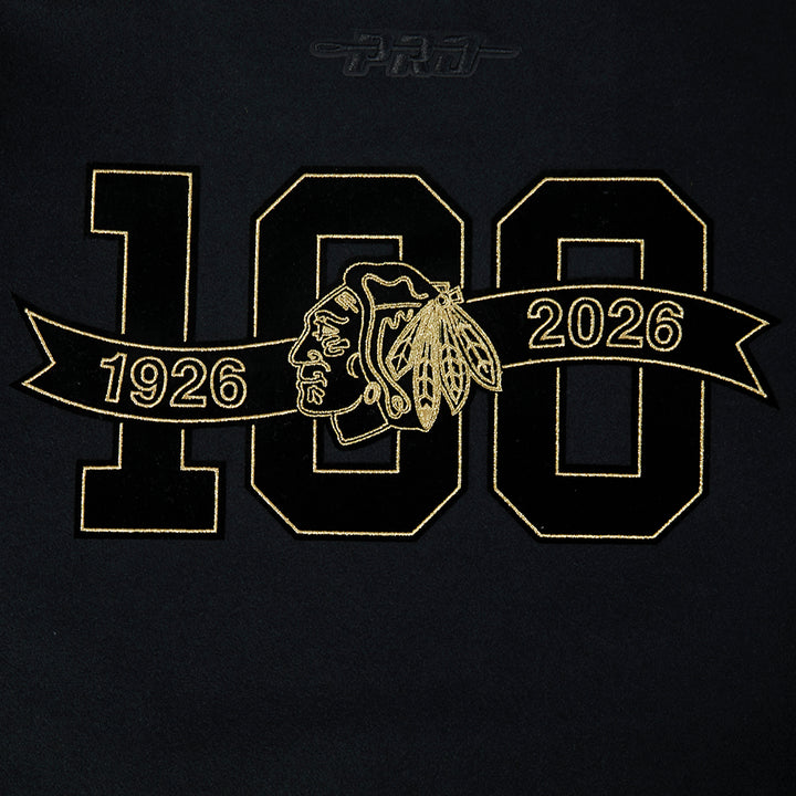 Pro Standard Chicago Blackhawks Centennial Black &amp; Gold Wool Varsity Jacket