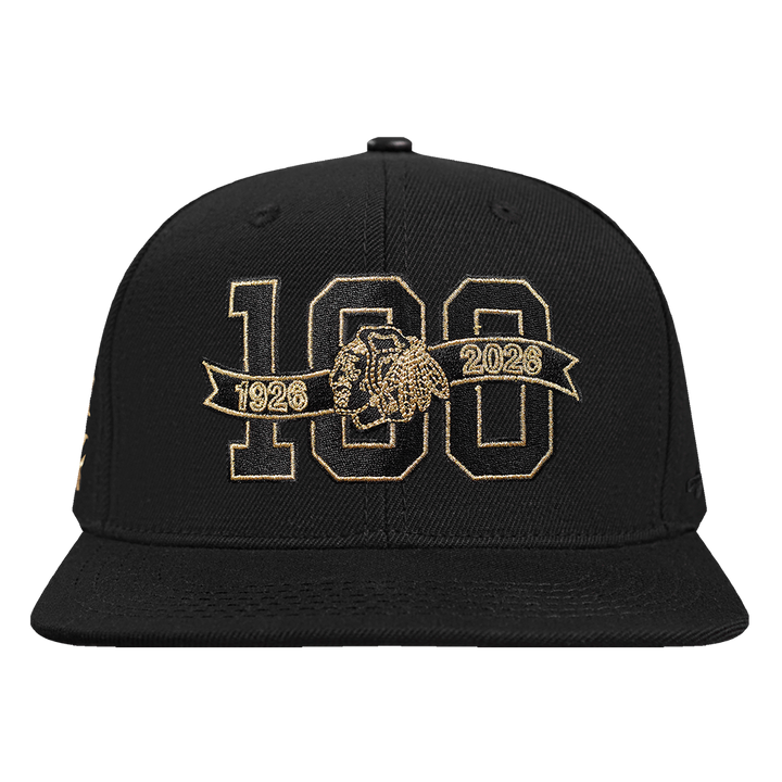 Pro Standard Chicago Blackhawks Centennial Black &amp; Gold Wool Snapback