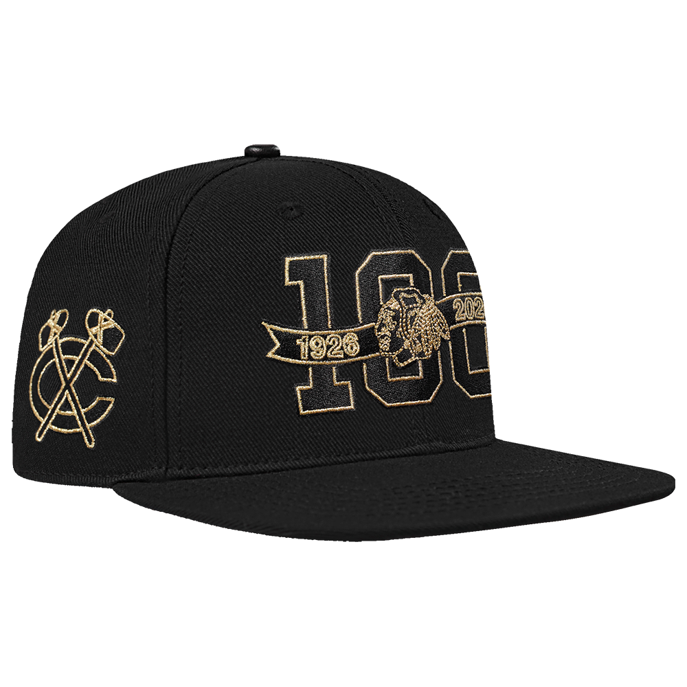Pro Standard Chicago Blackhawks Centennial Black &amp; Gold Wool Snapback