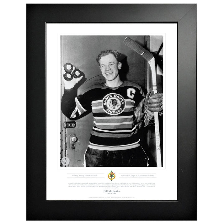 Chicago Blackhawks Memorabilia - 1965 Bill Mosienko Framed Black &amp; White Classic Picture