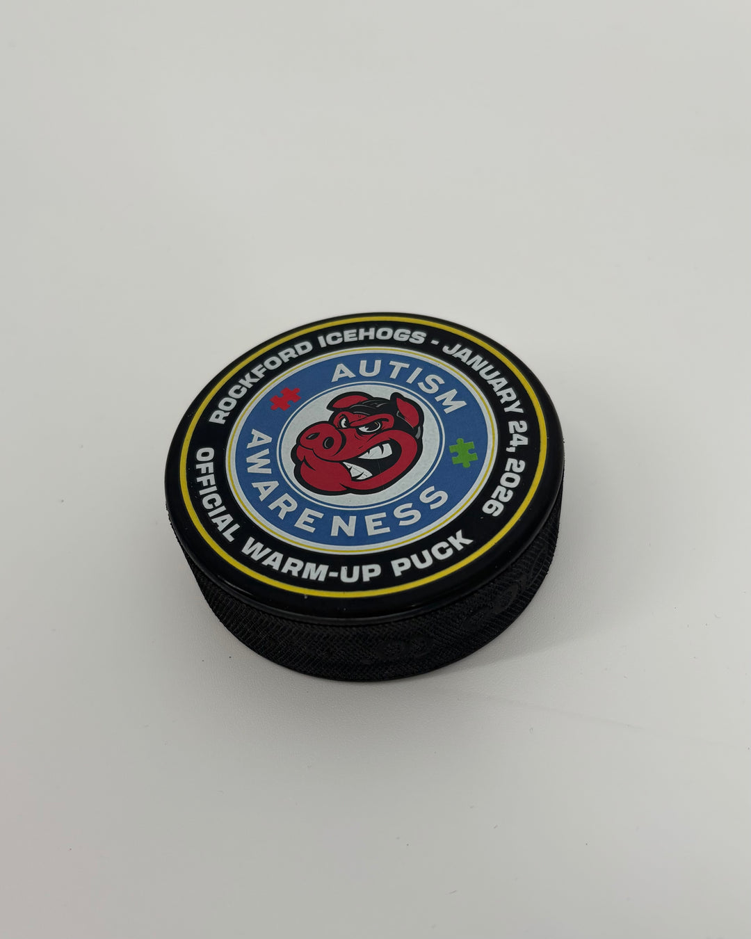Rockford IceHogs Autism Awareness Official Warm Up Puck
