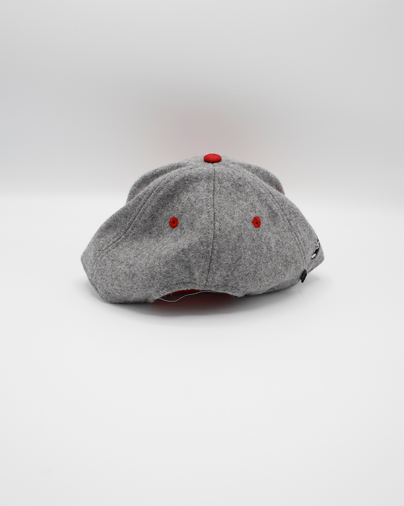 Legacy red and grey adjustable hat with IceHogs Hockey patch on front and Hammy Rockford IceHogs logo on right side - back lay flat