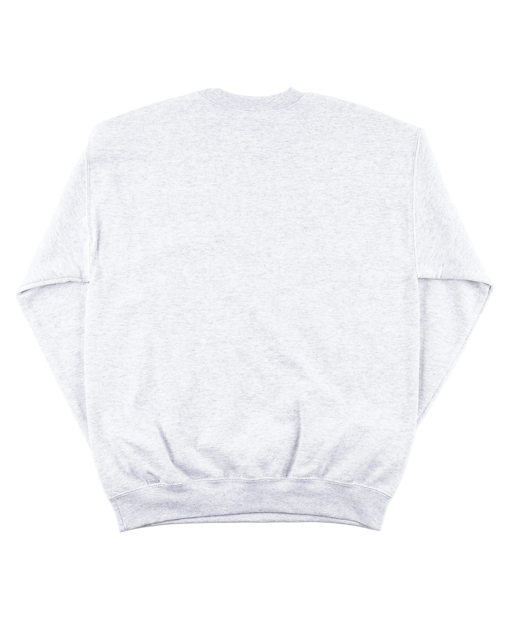 grey Chicago Blackhawks crewneck with wordmark and primary logo on chest and secondary logo on left wrist - back lay flat