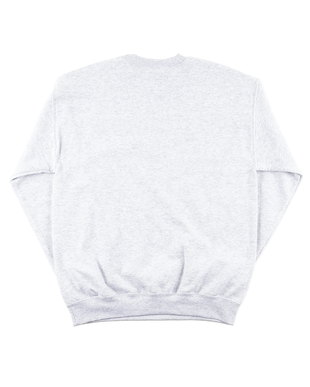 grey Chicago Blackhawks crewneck with wordmark and primary logo on chest and secondary logo on left wrist - back lay flat
