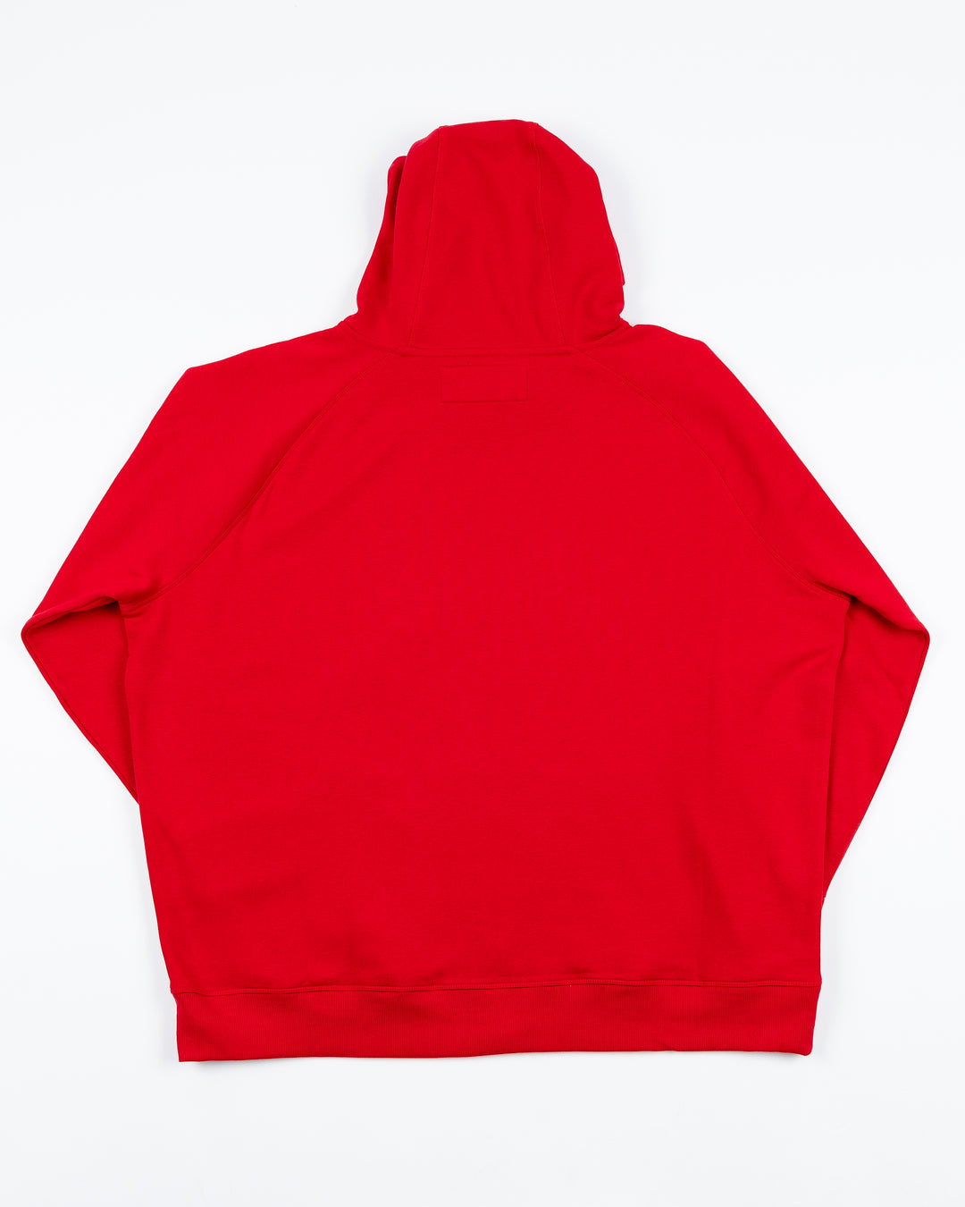 red big &amp; tall Antigua full zip hoodie with embroidered Chicago Blackhawks primary logo on left chest - bck lay flat
