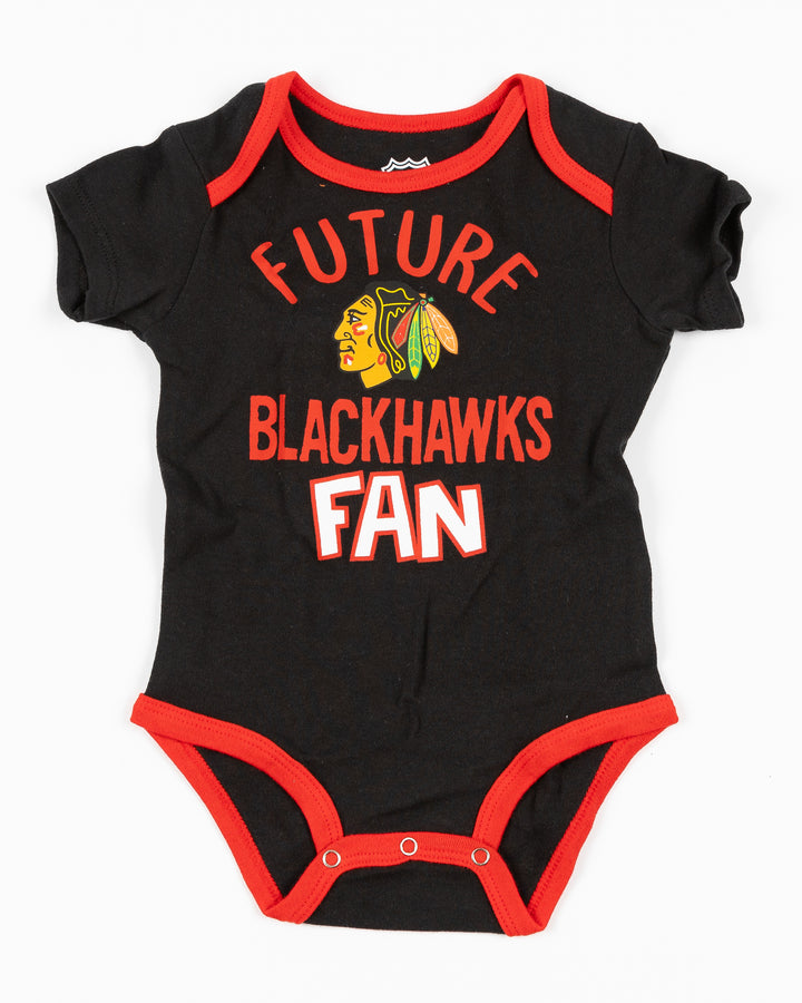 Newborn Chicago Blackhawks 2 Pack Creeper &amp; Milestone Blanket Set