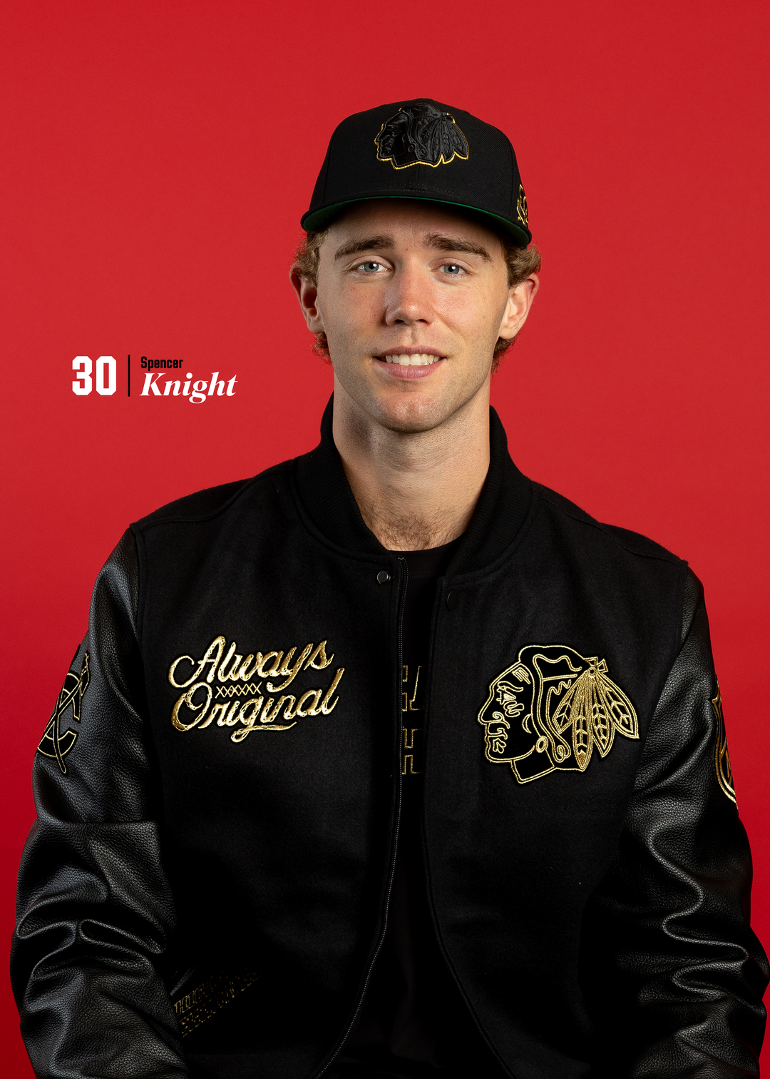 Pro Standard Chicago Blackhawks Centennial Black &amp; Gold Wool Varsity Jacket